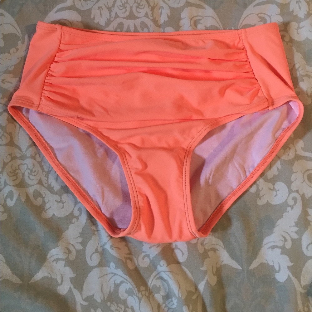H2oh! Neon Coral High Waisted Bathing Suit Bottom