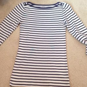 Navy/white striped shirt with 3/4 length sleeves