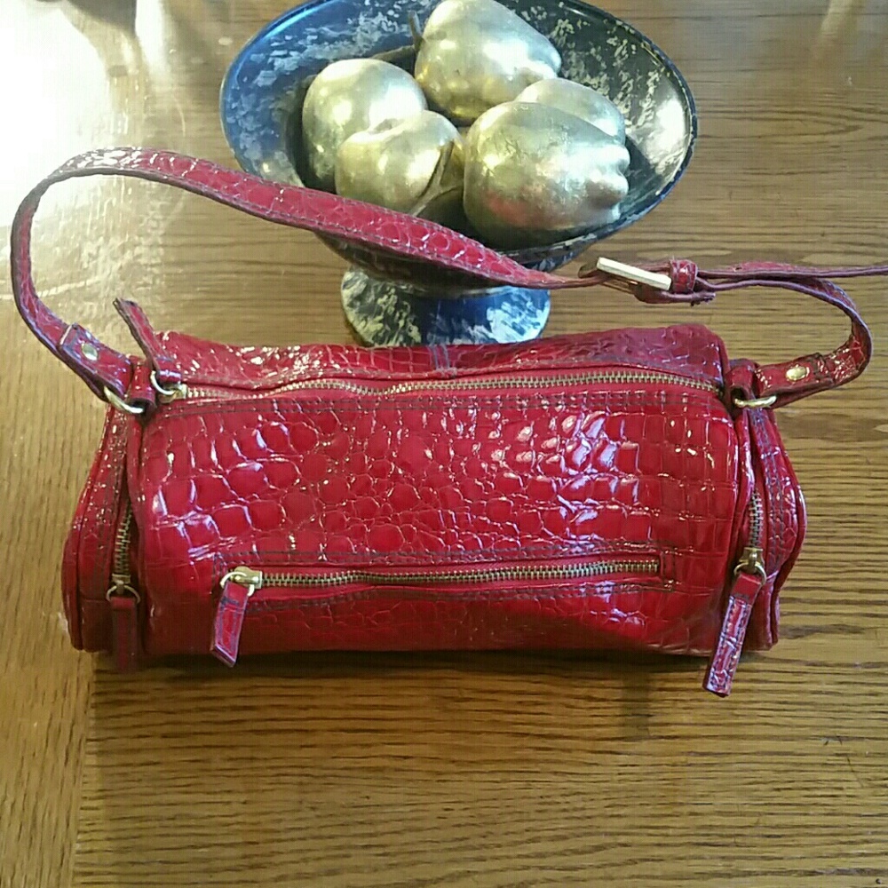 "Red Patent Shoulder Clutch"