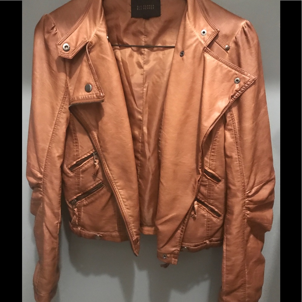 Blu Pepper Faux leather bomber jacket