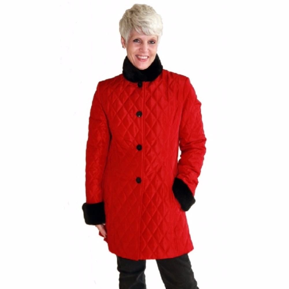 Taffeta Silk Jkt with Fur Trim