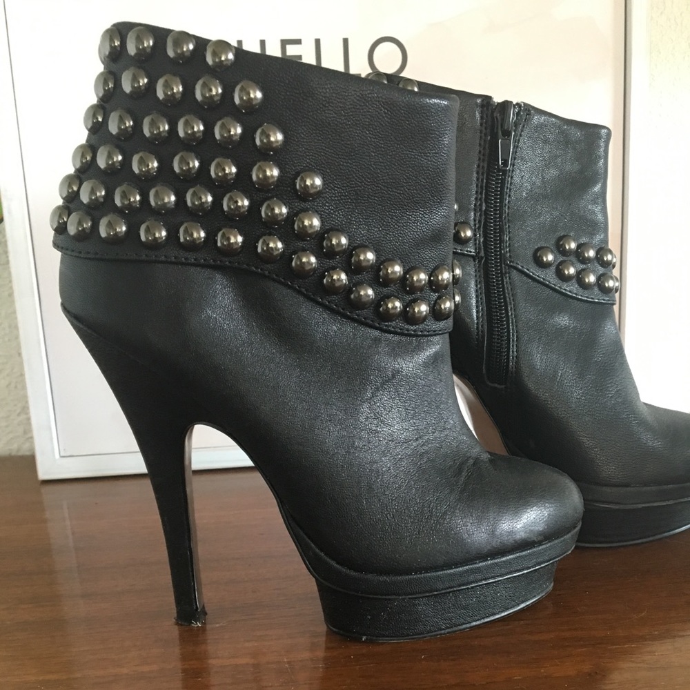 Black studded booties
