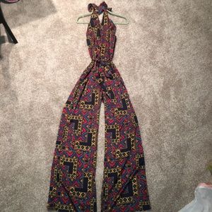 Aztec halter jumpsuit - size Large
