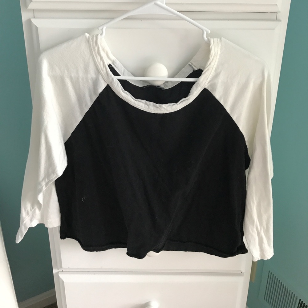 Wet Seal- cropped baseball style tee