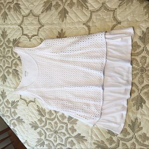 Layered white mid-length top. Size large.