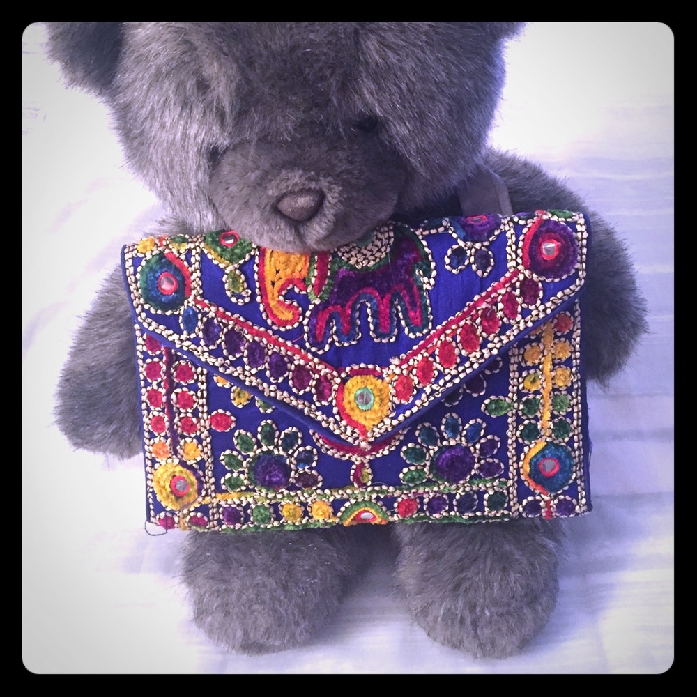 Dark blue clutch purse