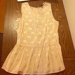 Adorable Peplum Tank With Elephants- S
