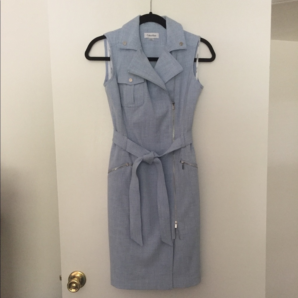 SOLD ! CK Petite Sleeveless Moto Sheath Dress