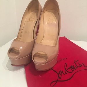 Christian Louboutin Patent Leather Peep-Toe Pumps