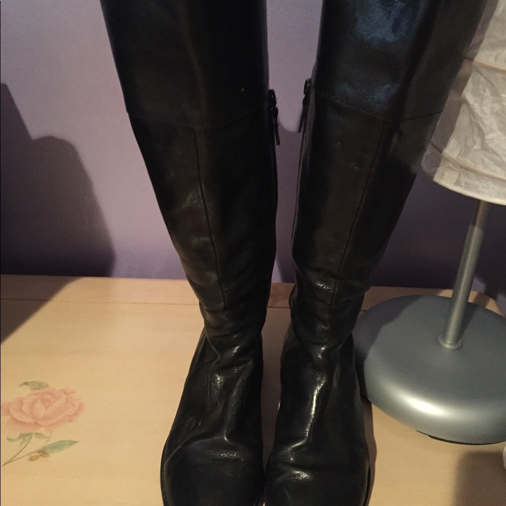 Cole Haan black leather rider boots