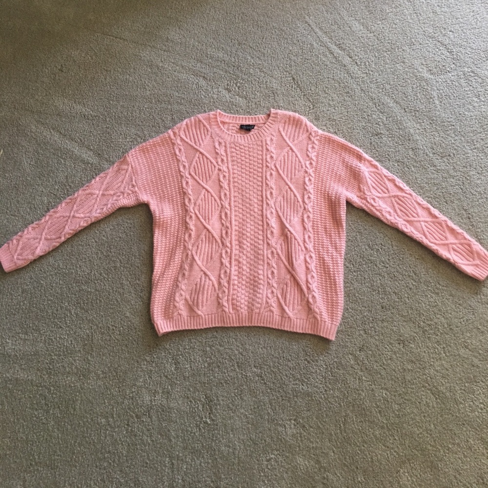 Pink knit pullover sweater
