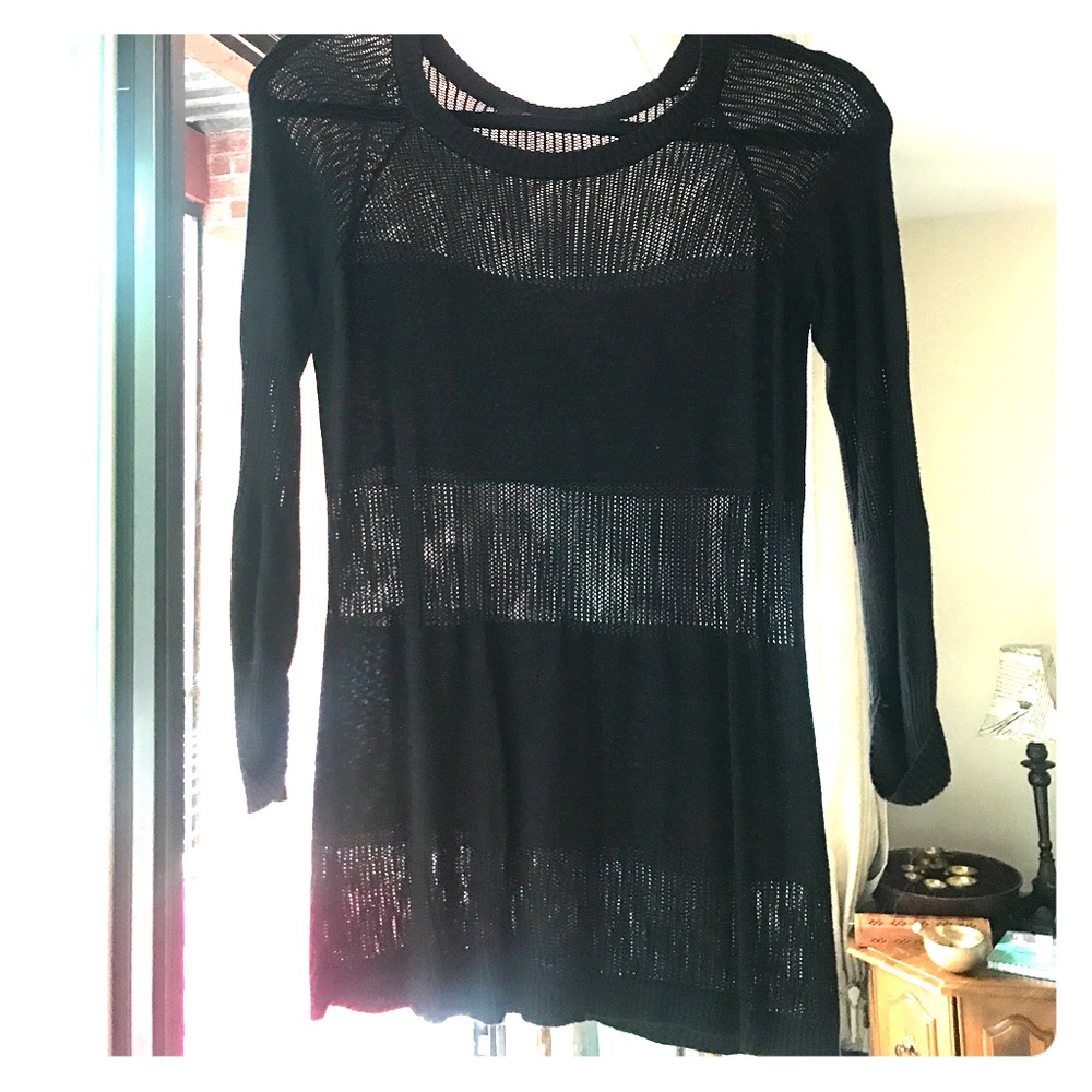 Fishnet black top with paneling
