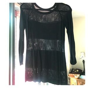 Fishnet black top with paneling