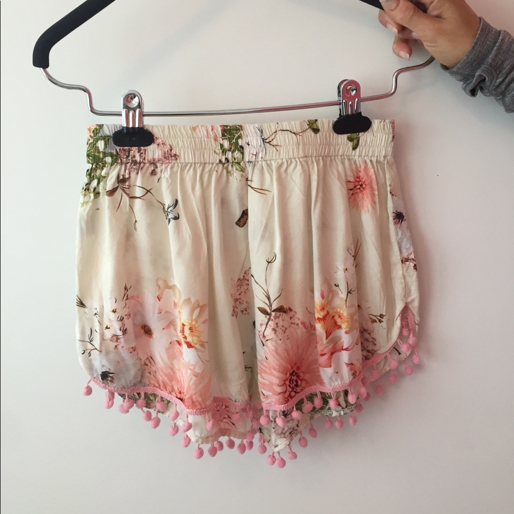 Ljc designs floral Pom Pom shorts