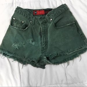 High waisted green shorts