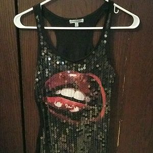 Charlotte Russe sequined lips tank top