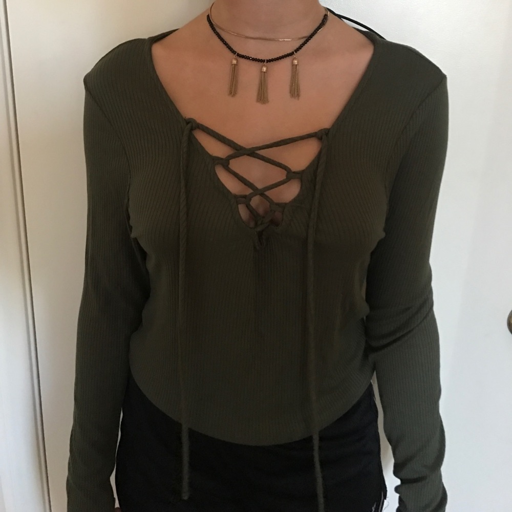 Green lace up top