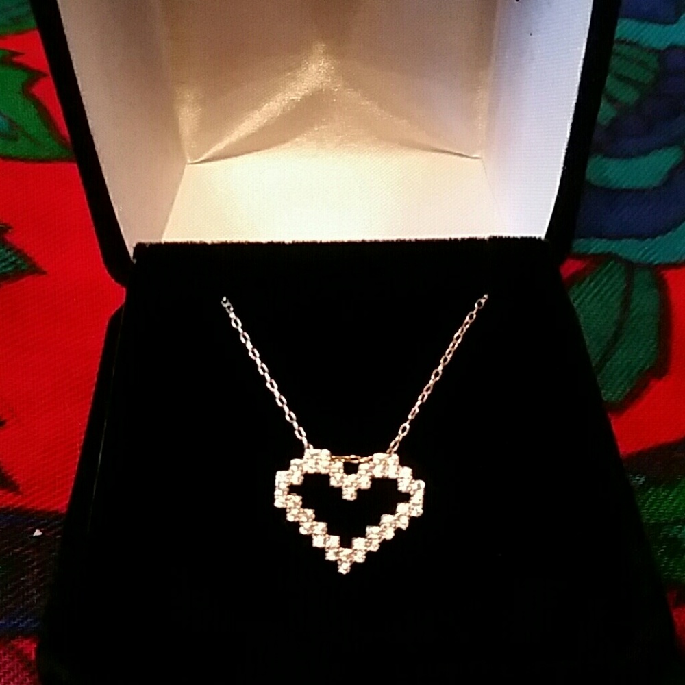 Crystal heart necklace with sterling silver chain