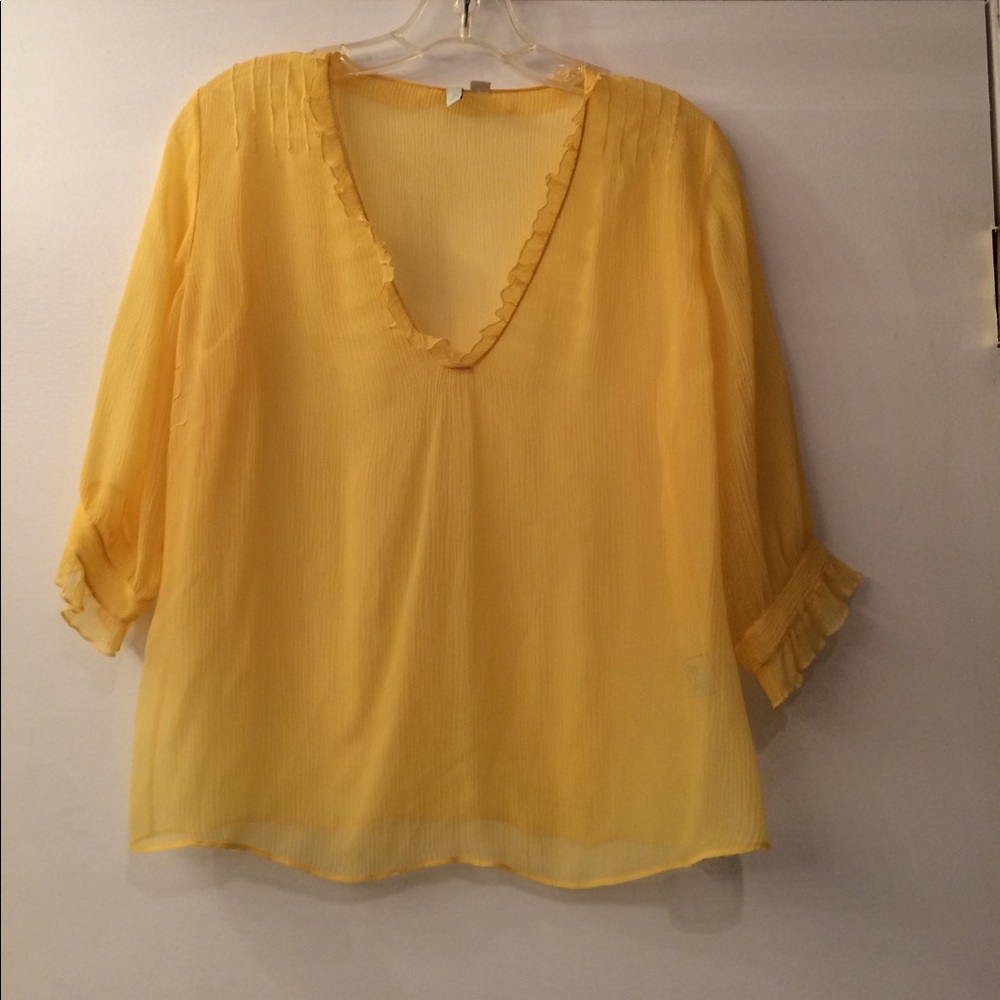 Mint yellow 100% silk blouse