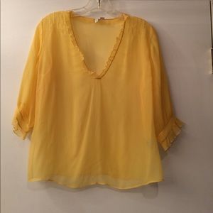 Mint yellow 100% silk blouse