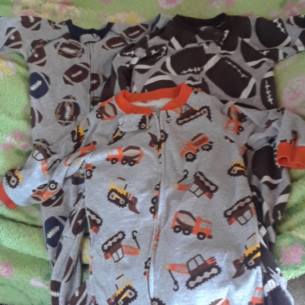 3 Carter's pajamas with feet 18 months