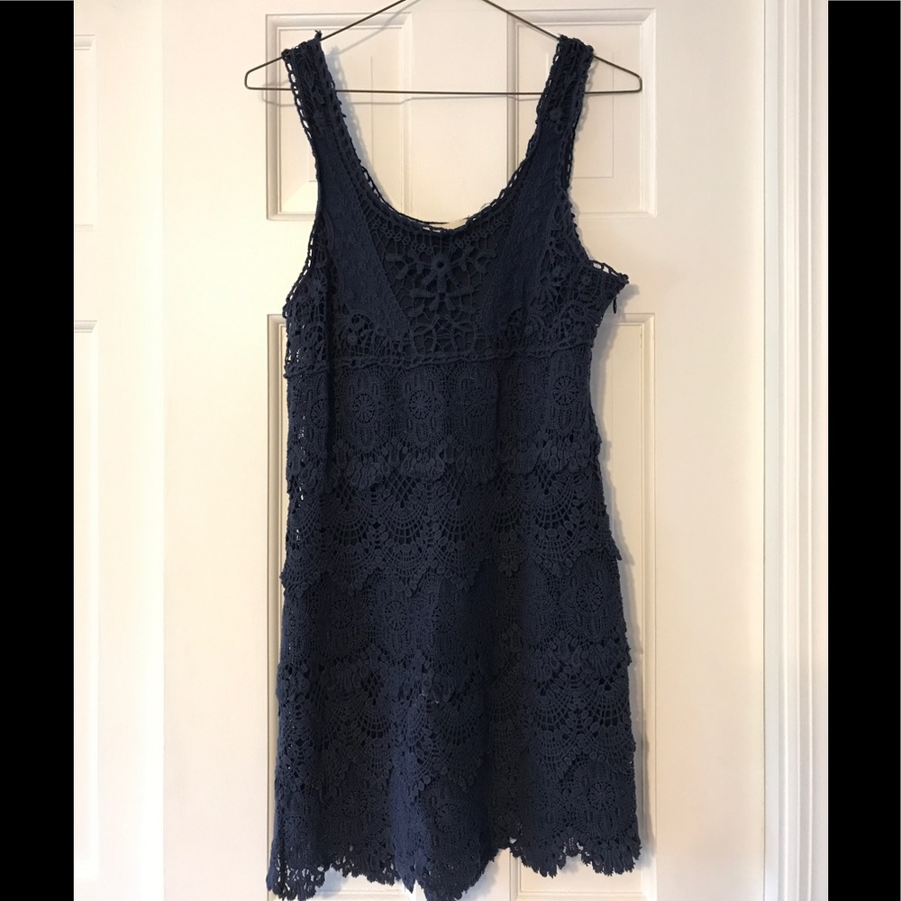 Lightly Worn Crochet Navy Dress