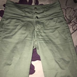 High wasted olive green jeans