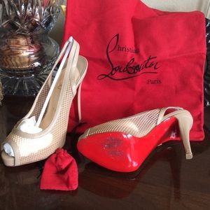Louboutin fishnet sling backs
