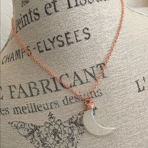 Angel Aura Crystal Druzy Moon Necklace