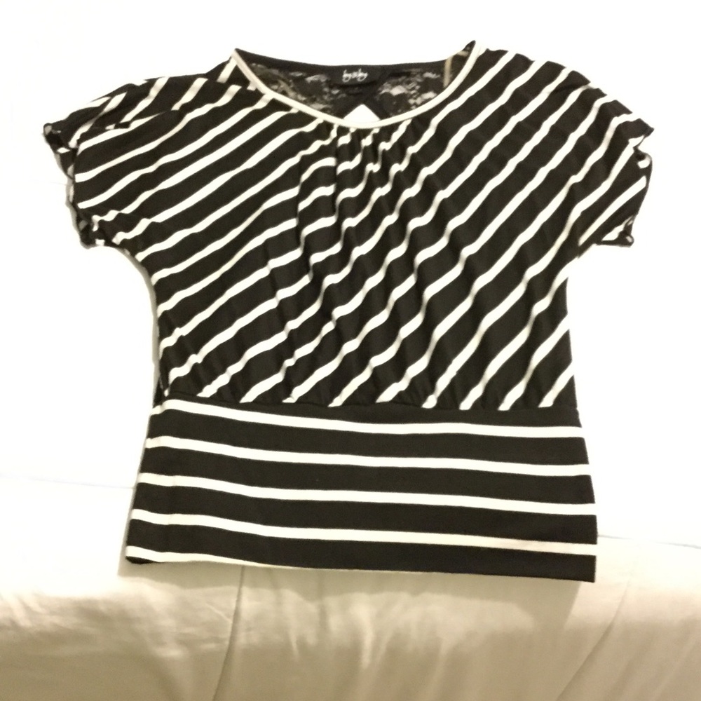 Black and white Stripped fitted blouse