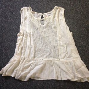 Ivory lace peplum shirt