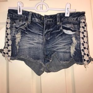 Light wash jean shorts