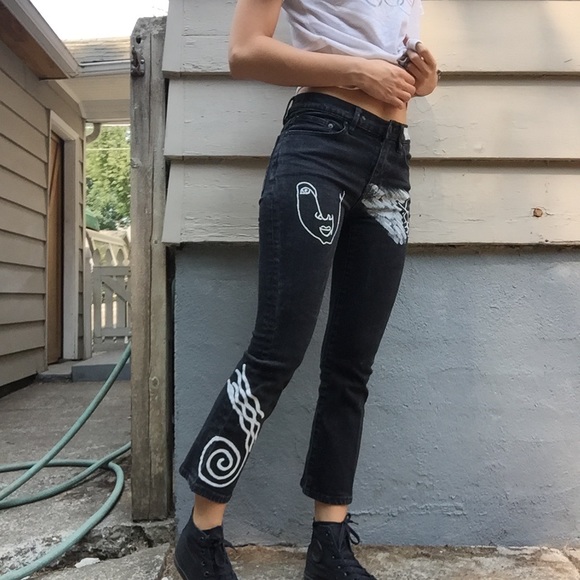 painting on black jeans
