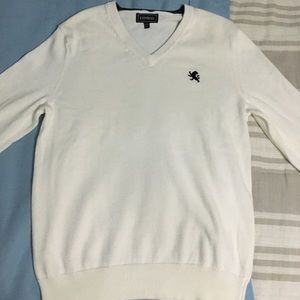 Express Men's White V-Neck Sweater