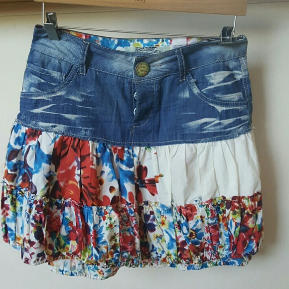 jean skirt with fabric bottom