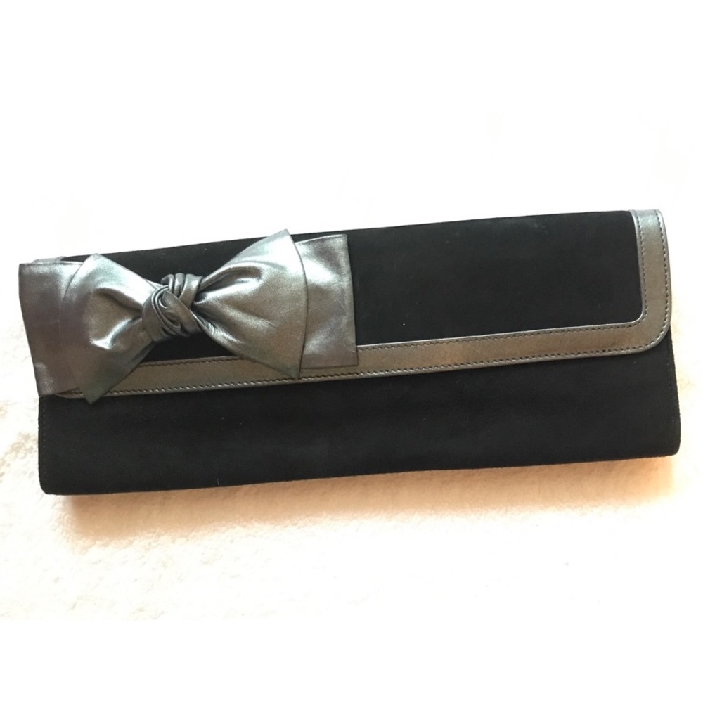 Aldo Collection Navy Suede Bow Clutch