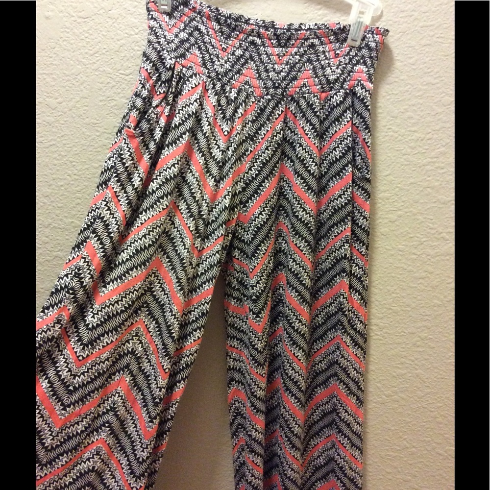 Chevron wide leg palazzo pants