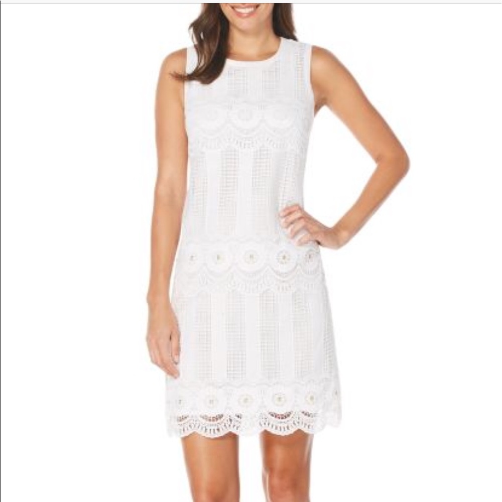 NWT Laundry by Shelli Segal Crisp White Lace Dress