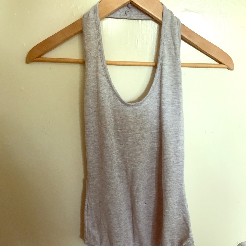 Grey halter body suit