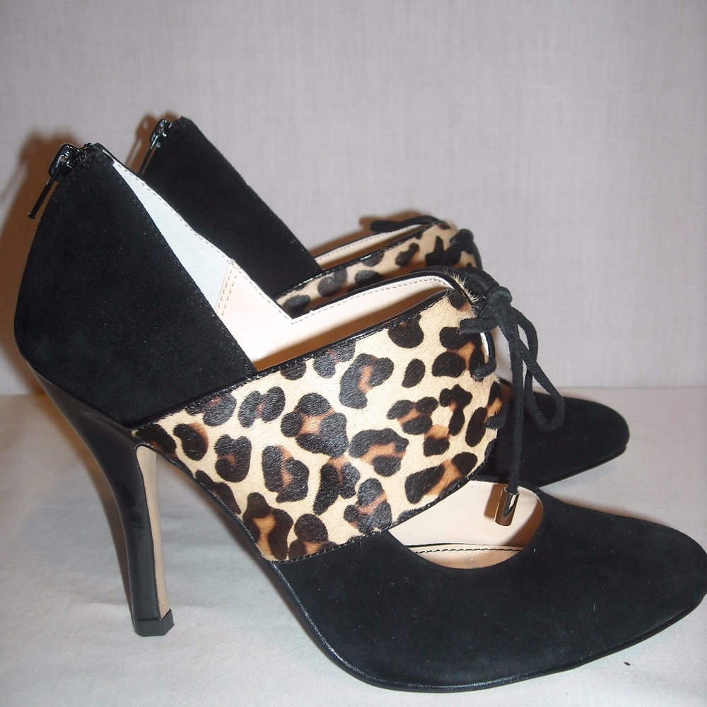Isola "Isabel" black/leopard Heels Size 6 1/2 NEW