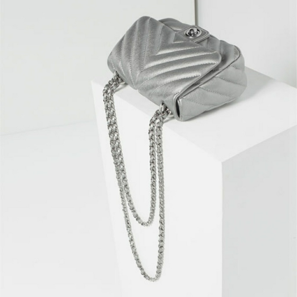 Zara quilted silver bag