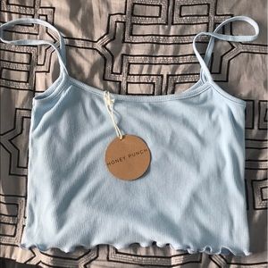 Honey Punch baby blue crop top