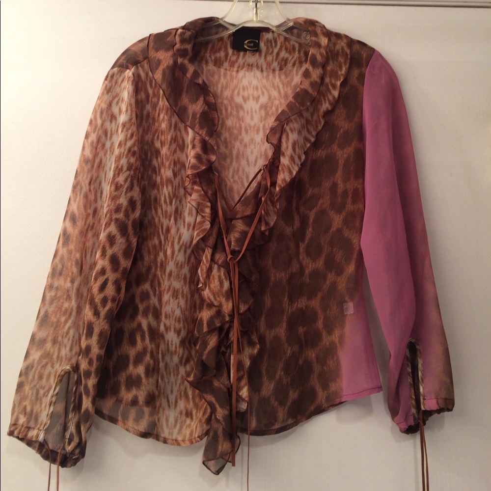Just Cavalli leopard sheer blouse