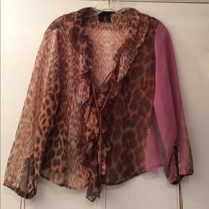 Just Cavalli leopard sheer blouse