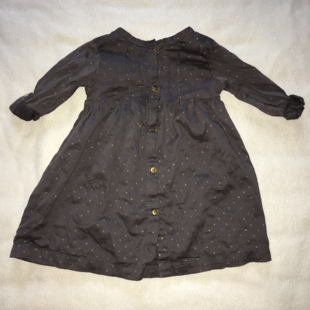 Brown silky button up dress