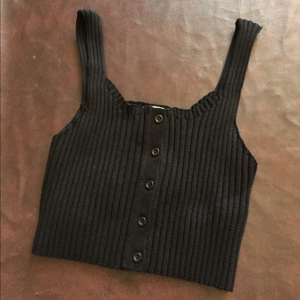 NWT Black Tank Button Up Crop Top