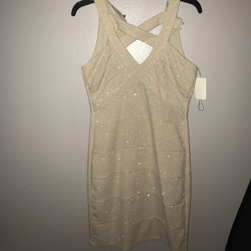 Sparkly champagne bodycon dress