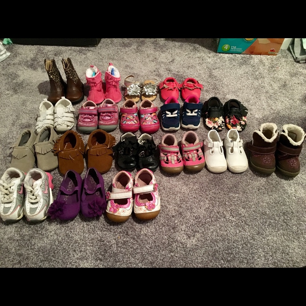 Romper boots and pink moccasins