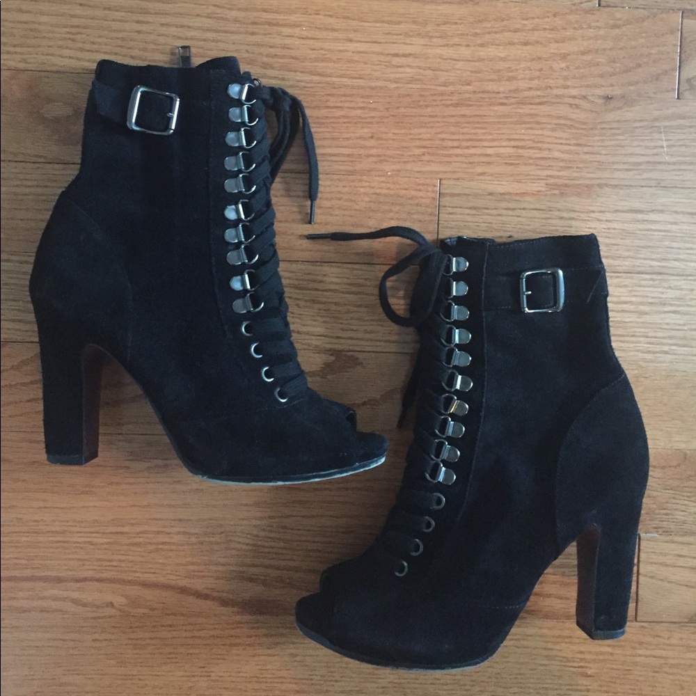 Black peep toe booties