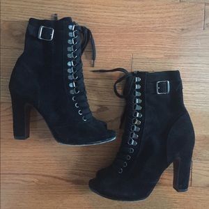Black peep toe booties